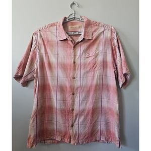 Tommy Bahama 100% Silk Plaid‎ Checked Shirt Short Sleeve Men's Size XL